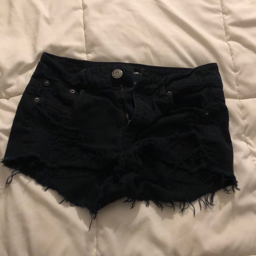 Black Distressed American Eagle Short